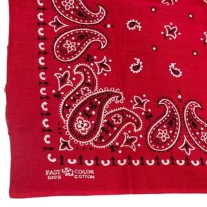Vintage Red Bandana Elephant Trunk Up Fast Color Paisley Fastcolor